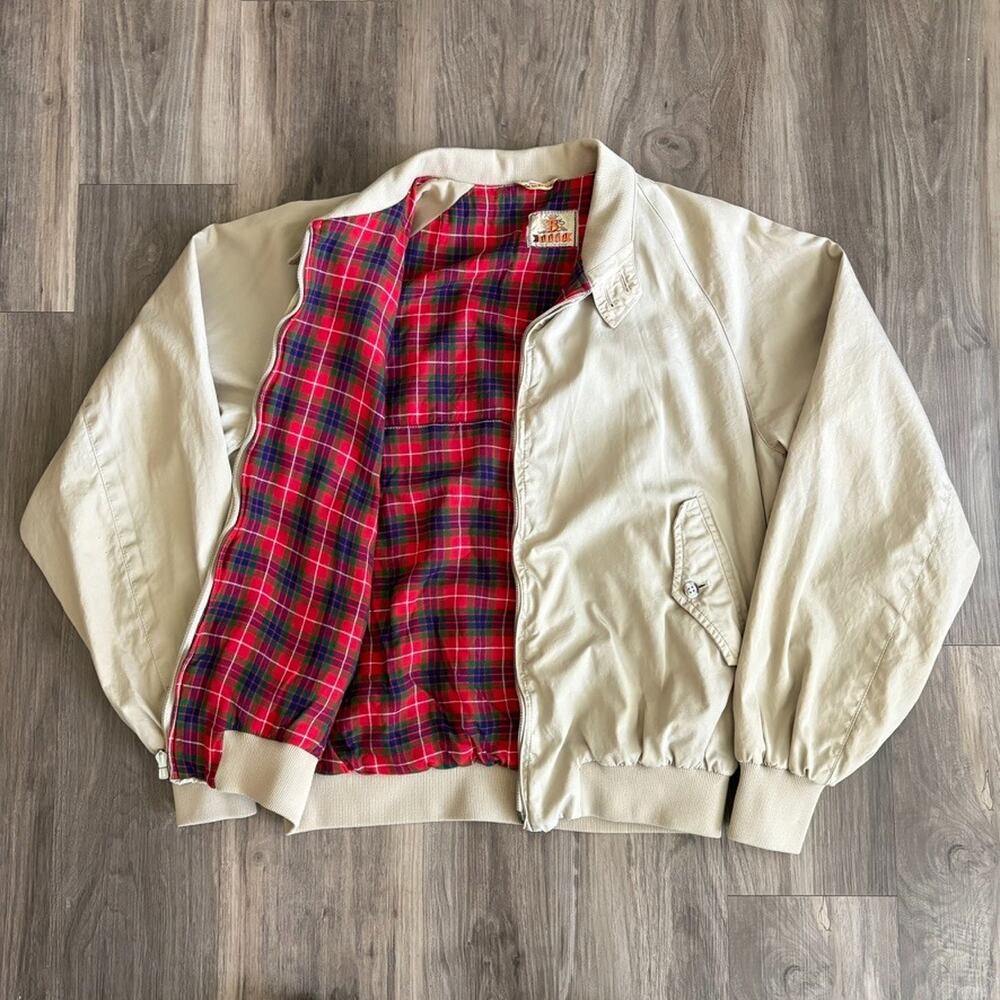 Vintage Baracuta G9 Harrington Jacket Men's Size M Cream Cotton Tartan England